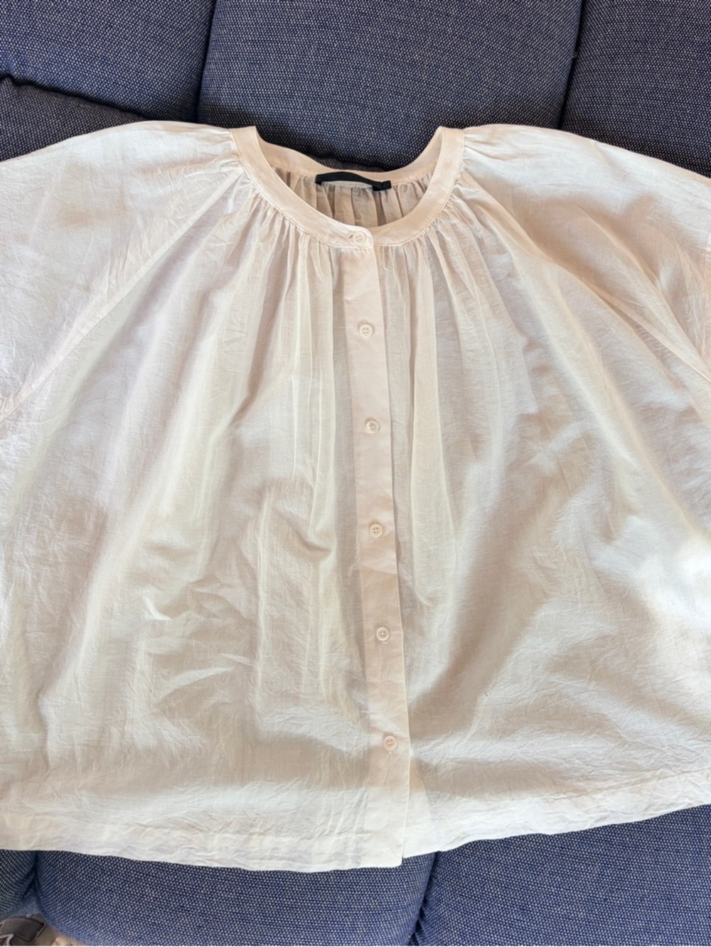 Jenni Kayne Willow Short Sleeve Cream Button-Front Cotton Blouse